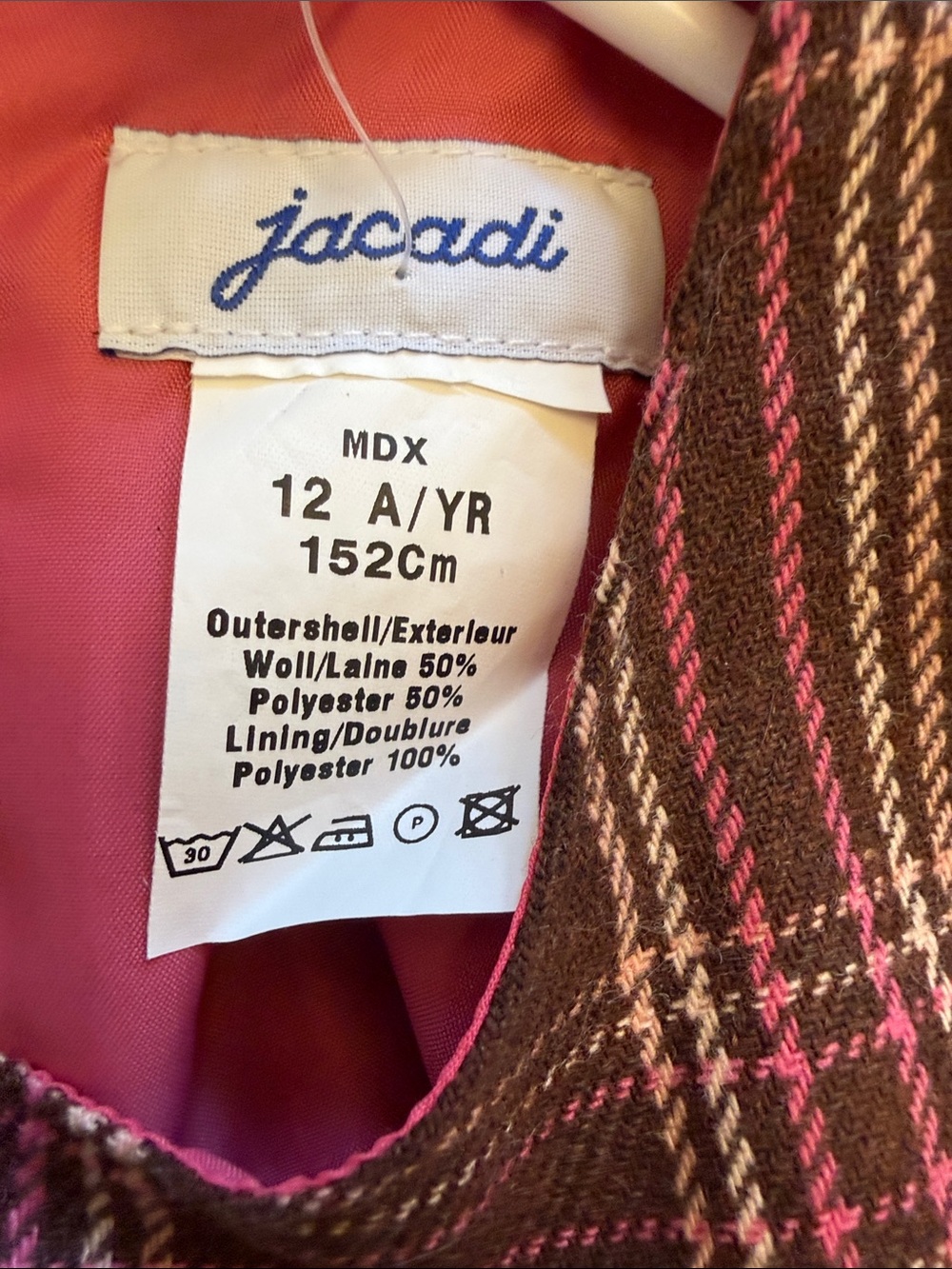 NWT Jacadi Paris Rhante Plaid Pinafore Dress Brown Pink Girls 12Y - Picture 10 of 10